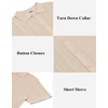 image:imageCOOFANDY Mens Knit Button Down Shirts Casual Textured Polo Shirt Short Sleeve Vintage Summer Beach TopsLight Khaki
