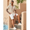 image:imageCOOFANDY Mens Knit Button Down Shirts Casual Textured Polo Shirt Short Sleeve Vintage Summer Beach TopsLight Khaki