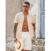 image:imageCOOFANDY Mens Knit Button Down Shirts Casual Textured Polo Shirt Short Sleeve Vintage Summer Beach TopsLight Khaki