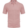 image:imageCOOFANDY Mens Knit Button Down Shirts Casual Textured Polo Shirt Short Sleeve Vintage Summer Beach TopsLight Pink