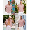 image:imageCOOFANDY Mens Knit Button Down Shirts Casual Textured Polo Shirt Short Sleeve Vintage Summer Beach TopsLight Pink
