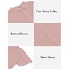 image:imageCOOFANDY Mens Knit Button Down Shirts Casual Textured Polo Shirt Short Sleeve Vintage Summer Beach TopsLight Pink