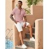 image:imageCOOFANDY Mens Knit Button Down Shirts Casual Textured Polo Shirt Short Sleeve Vintage Summer Beach TopsLight Pink