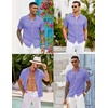 image:imageCOOFANDY Mens Knit Button Down Shirts Casual Textured Polo Shirt Short Sleeve Vintage Summer Beach TopsLight Purple