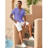 image:imageCOOFANDY Mens Knit Button Down Shirts Casual Textured Polo Shirt Short Sleeve Vintage Summer Beach TopsLight Purple