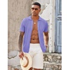 image:imageCOOFANDY Mens Knit Button Down Shirts Casual Textured Polo Shirt Short Sleeve Vintage Summer Beach TopsLight Purple