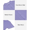image:imageCOOFANDY Mens Knit Button Down Shirts Casual Textured Polo Shirt Short Sleeve Vintage Summer Beach TopsLight Purple