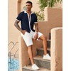 image:imageCOOFANDY Mens Knit Button Down Shirts Casual Textured Polo Shirt Short Sleeve Vintage Summer Beach TopsNavy  White