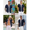image:imageCOOFANDY Mens Knit Button Down Shirts Casual Textured Polo Shirt Short Sleeve Vintage Summer Beach TopsNavy  White