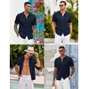 image:imageCOOFANDY Mens Knit Button Down Shirts Casual Textured Polo Shirt Short Sleeve Vintage Summer Beach TopsNavy Blue