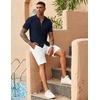 image:imageCOOFANDY Mens Knit Button Down Shirts Casual Textured Polo Shirt Short Sleeve Vintage Summer Beach TopsNavy Blue