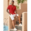 image:imageCOOFANDY Mens Knit Button Down Shirts Casual Textured Polo Shirt Short Sleeve Vintage Summer Beach TopsRed