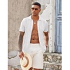 image:imageCOOFANDY Mens Knit Button Down Shirts Casual Textured Polo Shirt Short Sleeve Vintage Summer Beach TopsWhite