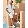 image:imageCOOFANDY Mens Knit Button Down Shirts Casual Textured Polo Shirt Short Sleeve Vintage Summer Beach TopsWhite