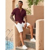 image:imageCOOFANDY Mens Knit Button Down Shirts Casual Textured Polo Shirt Short Sleeve Vintage Summer Beach TopsWine Red