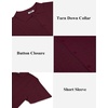 image:imageCOOFANDY Mens Knit Button Down Shirts Casual Textured Polo Shirt Short Sleeve Vintage Summer Beach TopsWine Red