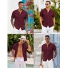 image:imageCOOFANDY Mens Knit Button Down Shirts Casual Textured Polo Shirt Short Sleeve Vintage Summer Beach TopsWine Red