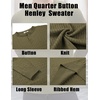 image:imageCOOFANDY Mens Knit Henley Sweater Long Sleeve Button Down Fall Sweaters and PulloversArmy Green