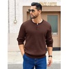 image:imageCOOFANDY Mens Knit Henley Sweater Long Sleeve Button Down Fall Sweaters and PulloversBrown