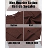 image:imageCOOFANDY Mens Knit Henley Sweater Long Sleeve Button Down Fall Sweaters and PulloversBrown