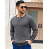 image:imageCOOFANDY Mens Knit Henley Sweater Long Sleeve Button Down Fall Sweaters and PulloversDark Grey