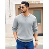 image:imageCOOFANDY Mens Knit Henley Sweater Long Sleeve Button Down Fall Sweaters and PulloversLight Grey