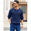 image:imageCOOFANDY Mens Knit Henley Sweater Long Sleeve Button Down Fall Sweaters and PulloversNavy Blue
