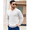 image:imageCOOFANDY Mens Knit Henley Sweater Long Sleeve Button Down Fall Sweaters and PulloversWhite