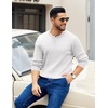 image:imageCOOFANDY Mens Knit Henley Sweater Long Sleeve Button Down Fall Sweaters and PulloversWhite
