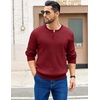 image:imageCOOFANDY Mens Knit Henley Sweater Long Sleeve Button Down Fall Sweaters and PulloversWine Red