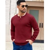 image:imageCOOFANDY Mens Knit Henley Sweater Long Sleeve Button Down Fall Sweaters and PulloversWine Red