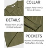 image:imageCOOFANDY Mens Knit Long Sleeve Polo Shirt Casual Polo Collared Sweater VNeck Textured PulloverArmy Green