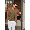 image:imageCOOFANDY Mens Knit Long Sleeve Polo Shirt Casual Polo Collared Sweater VNeck Textured PulloverArmy Green