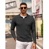 image:imageCOOFANDY Mens Knit Long Sleeve Polo Shirt Casual Polo Collared Sweater VNeck Textured PulloverBlack