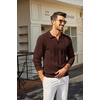 image:imageCOOFANDY Mens Knit Long Sleeve Polo Shirt Casual Polo Collared Sweater VNeck Textured PulloverBrown