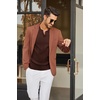 image:imageCOOFANDY Mens Knit Long Sleeve Polo Shirt Casual Polo Collared Sweater VNeck Textured PulloverBrown
