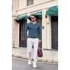 image:imageCOOFANDY Mens Knit Long Sleeve Polo Shirt Casual Polo Collared Sweater VNeck Textured PulloverDark Blue