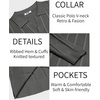 image:imageCOOFANDY Mens Knit Long Sleeve Polo Shirt Casual Polo Collared Sweater VNeck Textured PulloverDark Grey