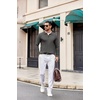 image:imageCOOFANDY Mens Knit Long Sleeve Polo Shirt Casual Polo Collared Sweater VNeck Textured PulloverDark Grey