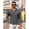 image:imageCOOFANDY Mens Knit Long Sleeve Polo Shirt Casual Polo Collared Sweater VNeck Textured PulloverDark Grey
