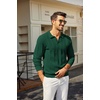 image:imageCOOFANDY Mens Knit Long Sleeve Polo Shirt Casual Polo Collared Sweater VNeck Textured PulloverEvergreen