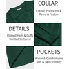image:imageCOOFANDY Mens Knit Long Sleeve Polo Shirt Casual Polo Collared Sweater VNeck Textured PulloverEvergreen