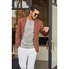 image:imageCOOFANDY Mens Knit Long Sleeve Polo Shirt Casual Polo Collared Sweater VNeck Textured PulloverLight Gray