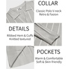 image:imageCOOFANDY Mens Knit Long Sleeve Polo Shirt Casual Polo Collared Sweater VNeck Textured PulloverLight Gray