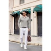 image:imageCOOFANDY Mens Knit Long Sleeve Polo Shirt Casual Polo Collared Sweater VNeck Textured PulloverLight Gray