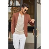 image:imageCOOFANDY Mens Knit Long Sleeve Polo Shirt Casual Polo Collared Sweater VNeck Textured PulloverLight Khaki