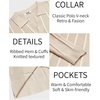image:imageCOOFANDY Mens Knit Long Sleeve Polo Shirt Casual Polo Collared Sweater VNeck Textured PulloverLight Khaki