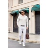 image:imageCOOFANDY Mens Knit Long Sleeve Polo Shirt Casual Polo Collared Sweater VNeck Textured PulloverWhite