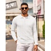 image:imageCOOFANDY Mens Knit Long Sleeve Polo Shirt Casual Polo Collared Sweater VNeck Textured PulloverWhite
