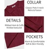 image:imageCOOFANDY Mens Knit Long Sleeve Polo Shirt Casual Polo Collared Sweater VNeck Textured PulloverWine Red